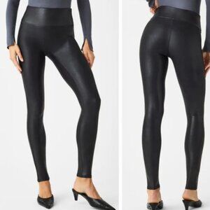 Spanx Solid Black High Rise Faux Leather Leggings size Medium